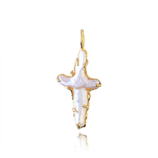 The Tethys Baroque Pearl Cross Pendant Charm